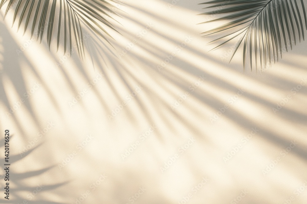 Obraz premium Palm leaf shadows on a light beige background
