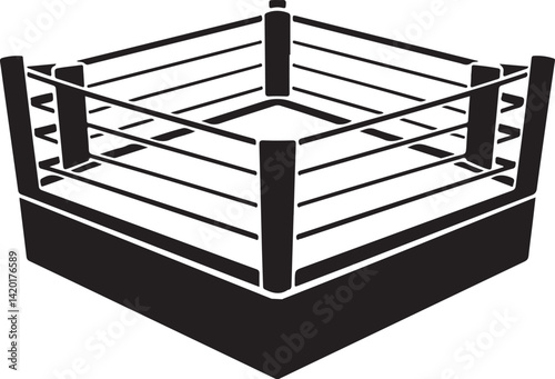 Boxing ring silhouette, Boxing ring icon vector illustration