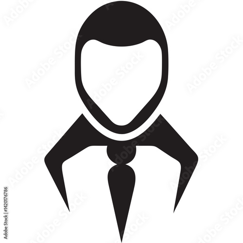 A stylized professional figure, subtly conveying confidence and expertise in a minimalist black and white design.