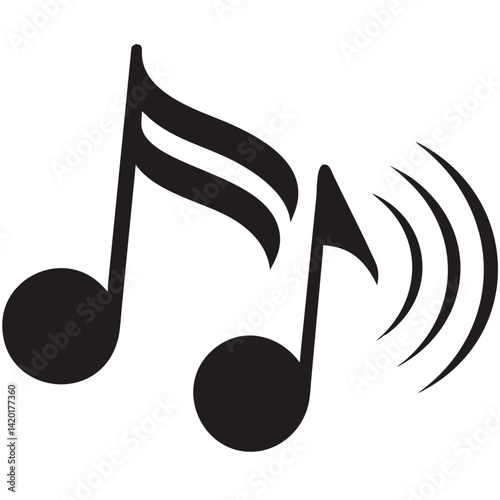 The vibrant melody dances through the air, a rhythmic pulse of sound waves emanating from two bold musical notes in a simple, graphic design.