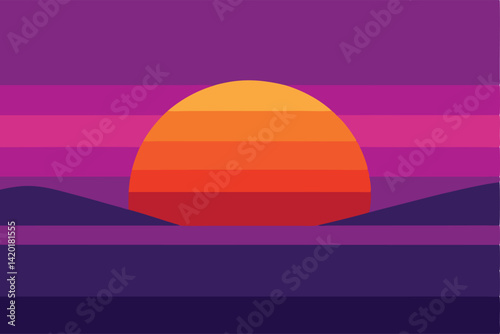 vector illustration of a sunset