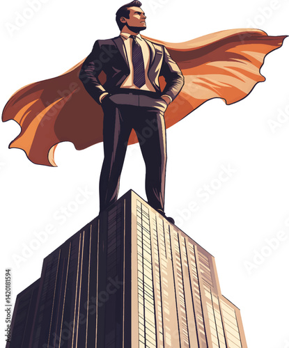 An isolated superhuman businessman on white background, vector