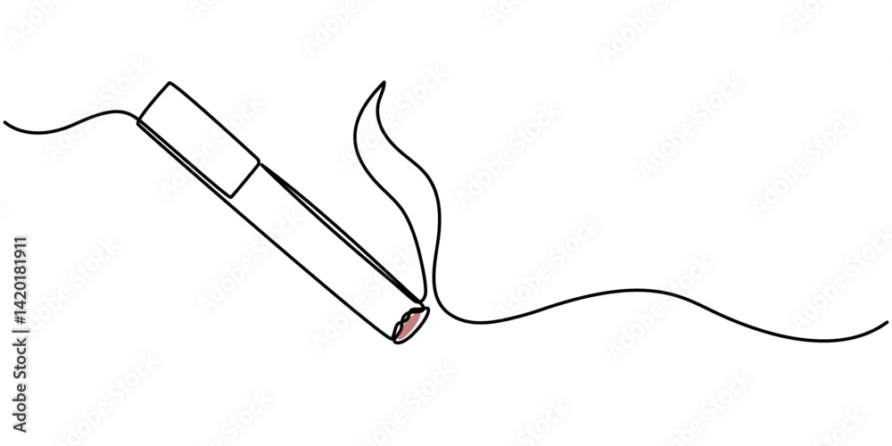 Cigarette Icon Line Art, One continuous single drawn line art doodle cigarette, smoke, Single one line drawing hand hold tobacco cigarette. No tobacco day concept. Cigarette Icon Line Art, One continuous single drawn line art doodle cigarette, smoke, Single one line drawing hand hold tobacco cigarette. No tobacco day concept.