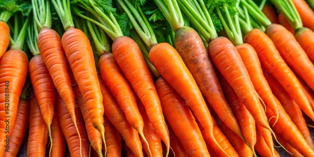 A Bountiful Harvest of Freshly Pulled Carrots, Vibrant Orange and Green, Ready for the Kitchen or Market A Bountiful Harvest of Freshly Pulled Carrots, Vibrant Orange and Green, Ready for the Kitchen or Market