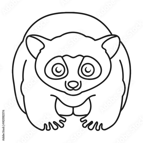 Cartoon slow loris outline vector illustration cute primate character design graphic arts element animal theme hand drawn