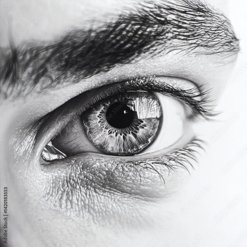 Obraz premium Intense Human Eye Close-Up - Emotional Portrait Detail Photography