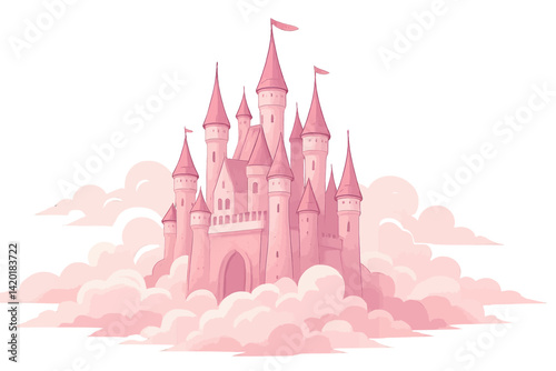 In the clouds, a mystical place known as Magic Pink Castle exists, embodying a fantasy world and fairyland