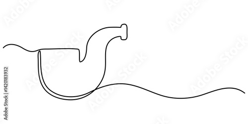 Continuous one line drawing of tobacco pipe. Simple smoking pipe outline design. Editable active stroke vector, Simple smoking pipe outline design. Editable active stroke vector.                      