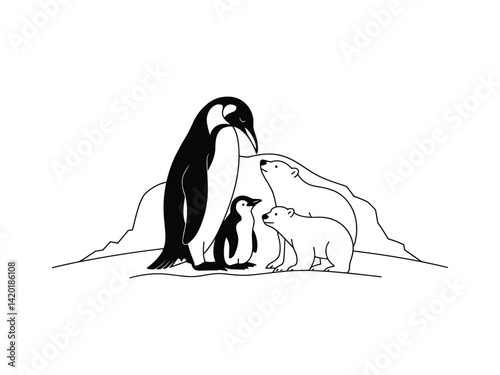 Penguin Polar Bear Cute Arctic Vector