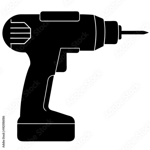 Power drill silhouette illustration