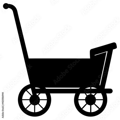 Push car with handle silhouette vector art