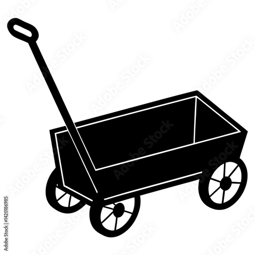 Push car with handle silhouette vector art