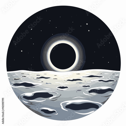 Solar eclipse from the moon's surface, celestial wonder