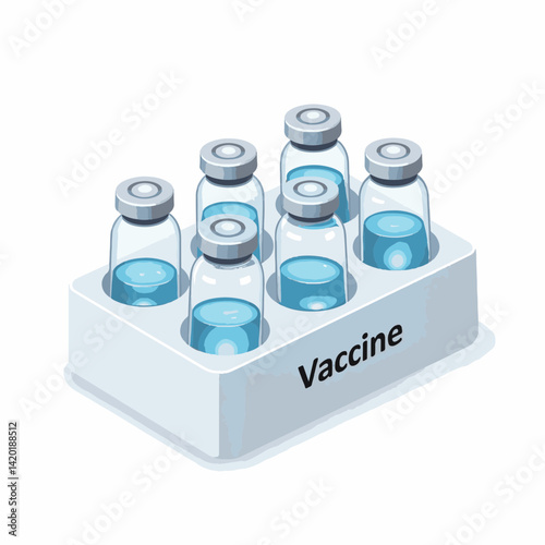 Vaccine vials arranged neatly in tray, health and vaccination concept