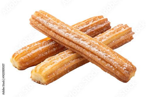 tasty sweet churros isolated on background white
