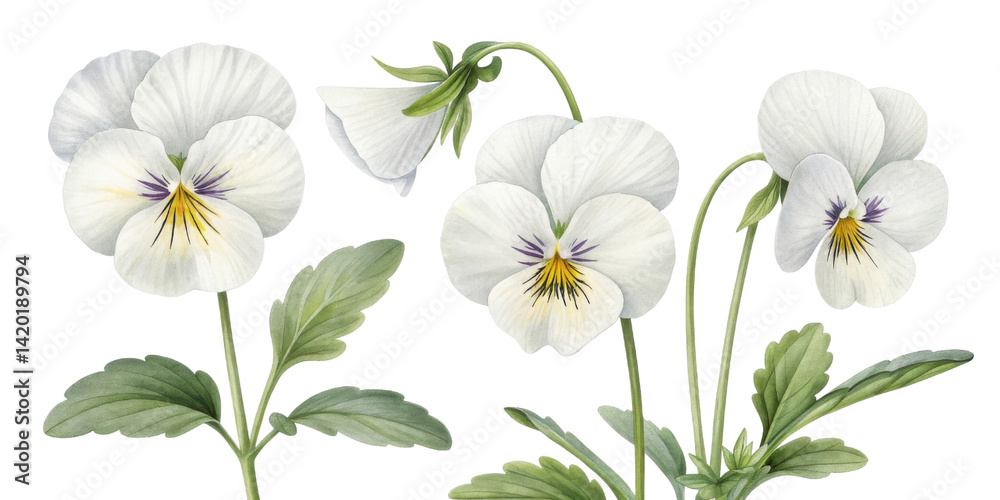 Obraz premium Beautiful pansy flowers bloom gracefully, showcasing their delicate petals and vibrant colors, perfect for any garden or floral arrangement