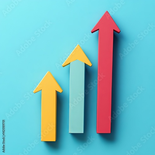 Colorful Upward Arrows Showing Business Growth