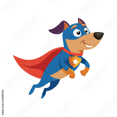 Cute Cartoon Dog Superhero in Flight