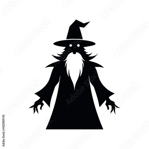 Black Wizard Vector Silhouette Art