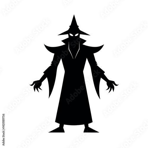 Full Body Wizard Silhouette Vector in Black