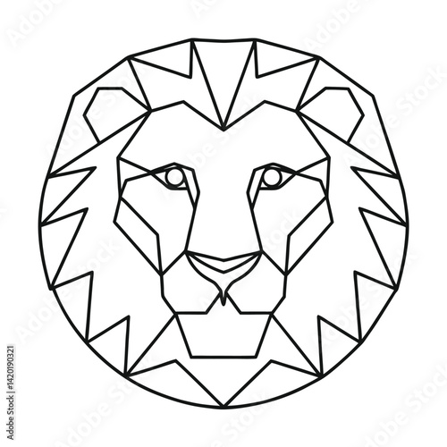 Geometric lion head line art illustration minimalist outline design simplistic graphic animal icon black and white modern drawing