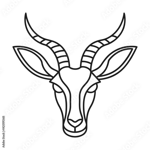 Linear art gazelle head vector illustration elegant wildlife animal silhouette in outline style minimalist design