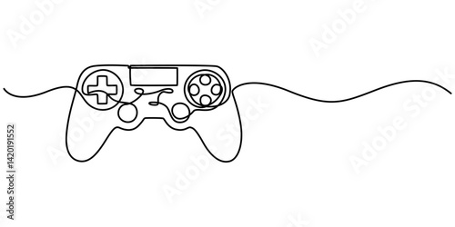 Handheld game console outline drawing illustration. one continuous line drawing of vintage game console, One Continuous Line Drawing of Gamer Icon. Single Line Vector Illustration, minimalist on white