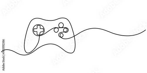 Handheld game console outline drawing illustration. one continuous line drawing of vintage game console, One Continuous Line Drawing of Gamer Icon. Single Line Vector Illustration, minimalist on white