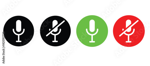 Speaker icon set. Mute and unmute volume signs vector eps10.
