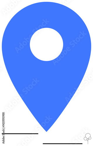 Blue location pin symbolizing navigation, geolocation, and wayfinding with simple, minimalist lines. Ideal for travel, digital mapping, navigation apps, local search, geotagging journey flat simple