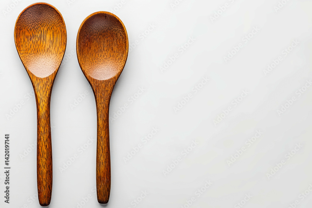Two wooden spoons sitting next to each other on a white surface Two wooden spoons sitting next to each other on a white surface