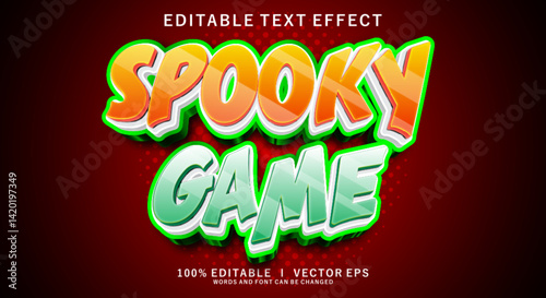 spooky game 3d vector text effect with modern style design