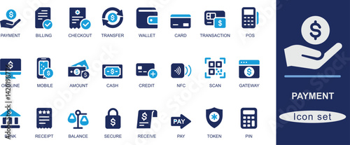 Payment best solid icon set.