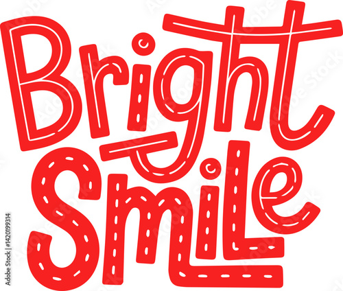 Red Bright Smile Typography Design.