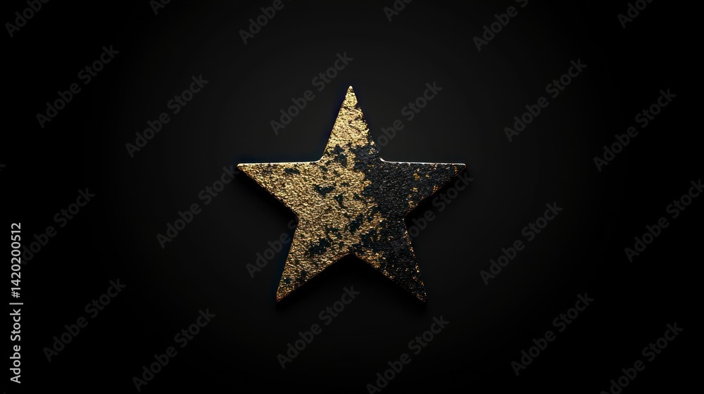 Textured golden star centered on a black background Textured golden star centered on a black background