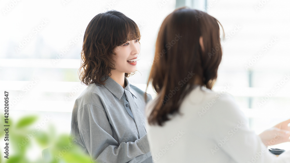 Obraz premium ミーティングをする2人の女性・ビジネスウーマン