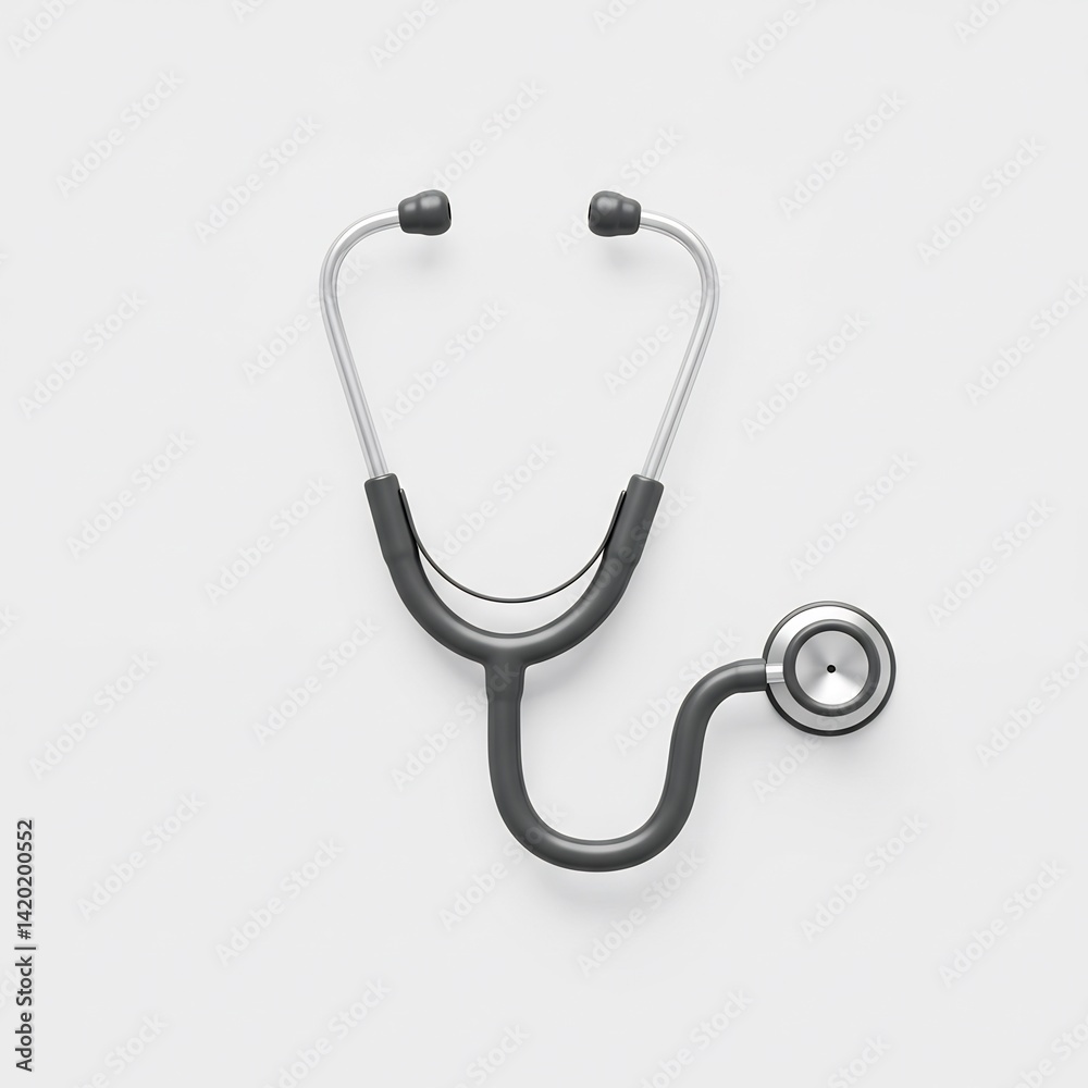 Detailed realistic 3D render of a stethoscope. Essential medical equipment for healthcare diagnosis and health checkups. Isolated on a clean white background. Detailed realistic 3D render of a stethoscope. Essential medical equipment for healthcare diagnosis and health checkups. Isolated on a clean white background.
