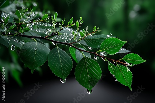 Dewy Leaves in Forest photo