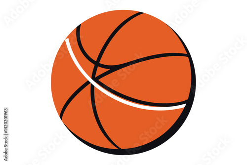 Simple graphic illustration of a basketball with dark and white lines