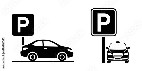 car parking icon sign vector, Car parking icon set. Vector EPS 10, Car parking icon set. Public parking and parking location symbol. No car parking sign - stock vector, Car parking icon set parking