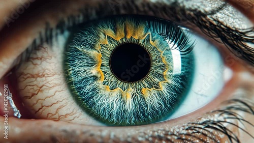 Extreme Close-Up Depth of Beautiful Human Eye Displaying Vibrant Colors and Intricate Patterns