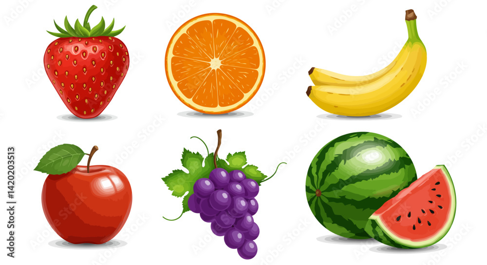 Vector vibrant assortment of juicy vibrant fruits under the sun