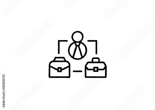 A professional individual managing multiple projects, skillfully balancing responsibilities with a simple line art design.
