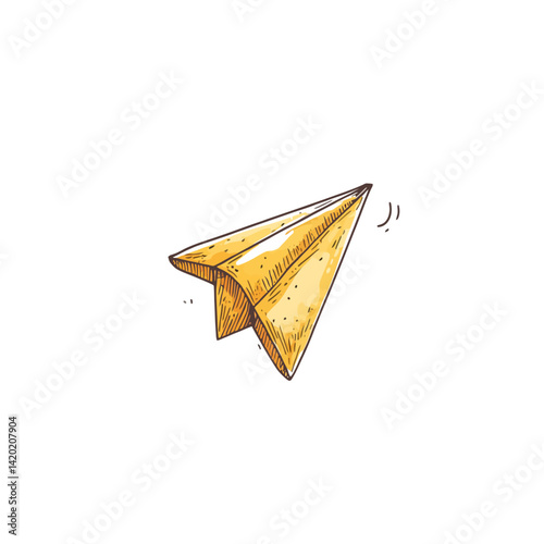 Yellow paper plane isolated 