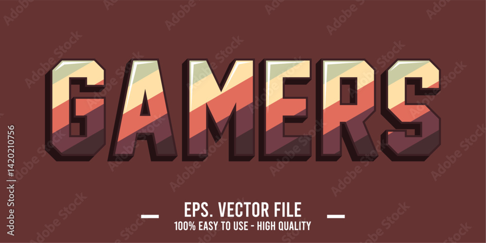 typography GAMERS word art illustration, editable text effect typography GAMERS word art illustration, editable text effect