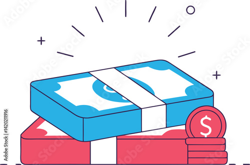 Money Stack Vector – Cash, Coins, and Finance Illustration