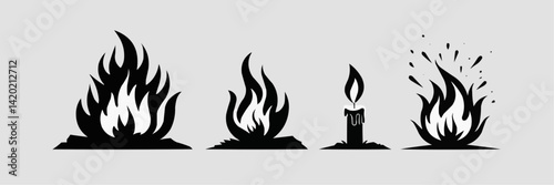 Smooth and soft-edged flame silhouettes designed with simplicity in mind. Great for clean UI elements or subtle branding.