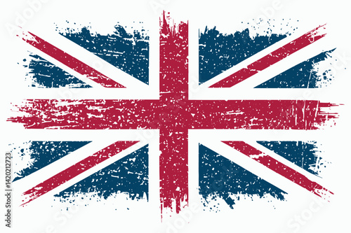 Vintage Grunge Union Jack Flag Art. Distressed United Kingdom Flag Brush Stroke Design