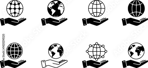 hand and globe icon vector
