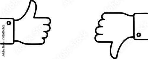 Like and dislike icons set. Thumbs up and thumbs down Vector
